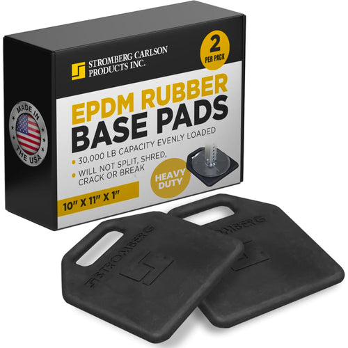 Stromberg Carlson Base Pads RV – JBP-1011.1 Heavy Duty Trailer Base, Leveling Stabilizer Pad for Campers, Landing Gear, EPDM Pads, RVs and Travel Trailers – 10" x 11" x 1", Pack of 2, Black