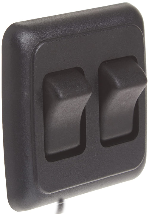 Black JR Products Double SPST On-Off Switch with Bezel 12235