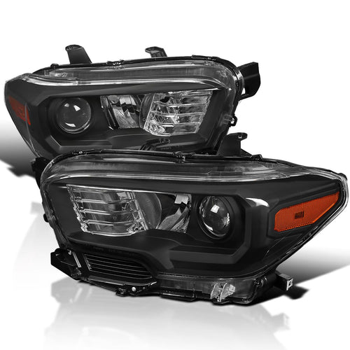 Black Projector Headlights SPEC-D TUNING Compatible with 2016-2022 Toyota Tacoma without factory LED daytime running lights, Left + Right Pair Headlamps Assembly
