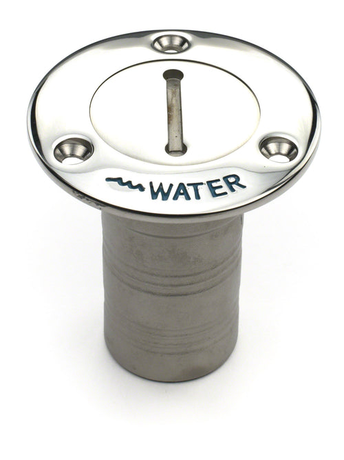 90 Degree Whitecap 6125C Stainless Steel Hose Deck Fill with Key - Water, 1-1/2", Grey