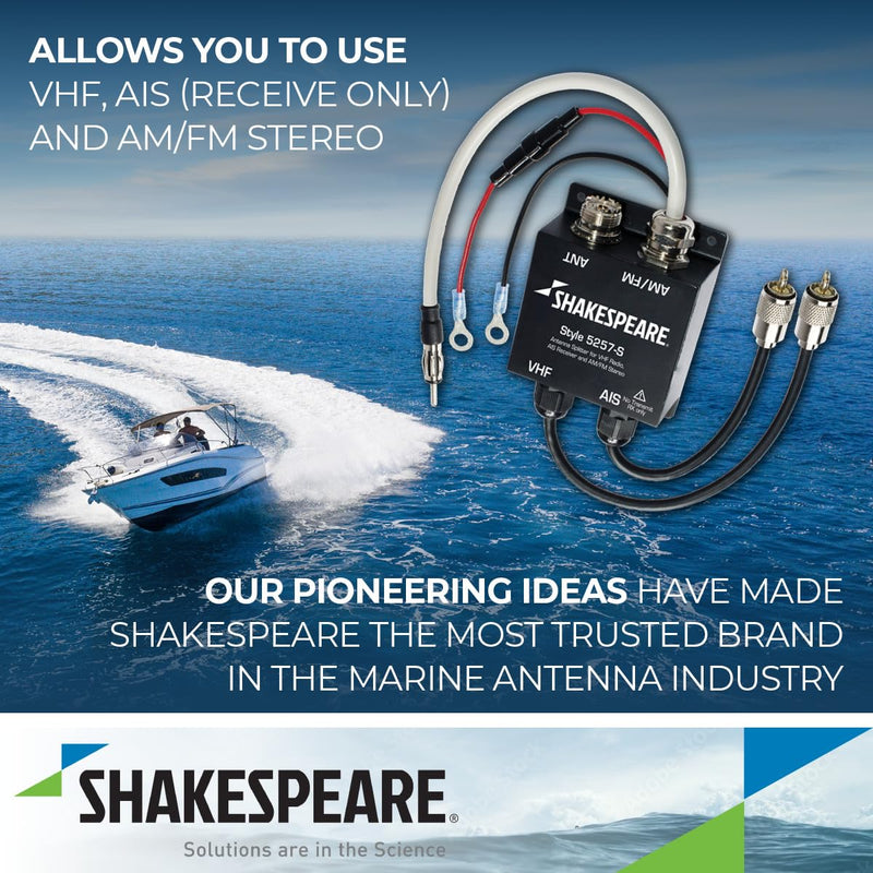 AIS, AM-FM, VHF Shakespeare Splitter