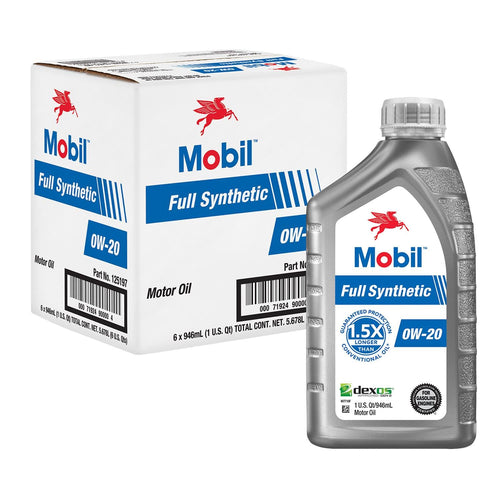 Full Synthetic Mobil Motor Oil 0W-20, 1 Quart