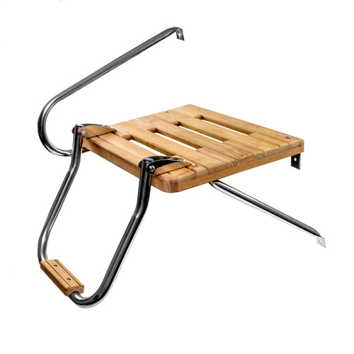Swim Platform with Ladder for Outboard Motors Whitecap Teak Boat