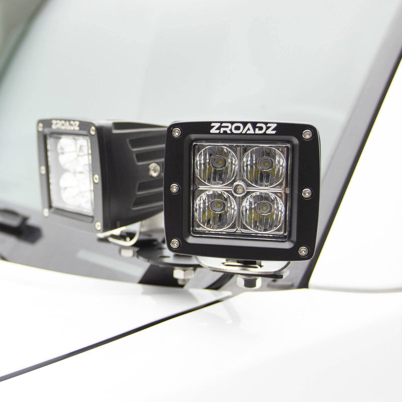 Hood Hinge Adapter Plate ZROADZ to mount (4) 3 Inch LED Pod Lights to Hood Hinge Bracket - PN #Z360002, Black