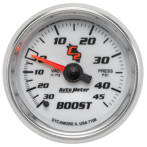 Auto Meter 2-1/16" 30 in. Hg/45 PSI Mechanical Vacuum/Boost Gauge 7108 C2