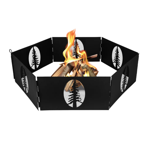 Camco Campfire Heavy Duty Steel Fire Pit Ring - 27" Wide with Hinged Construction - Portable Fire Pit Features Collapsible Design & is Easily Transportable - Includes Storage Bag - (51091)