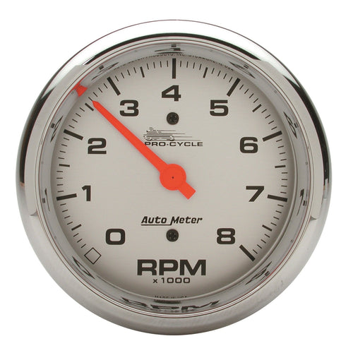 Tach, AutoMeter Gauge, 3 3/4", 8K RPM, 2&4 Cylinder, Silver, Pro-Cycle (19302)