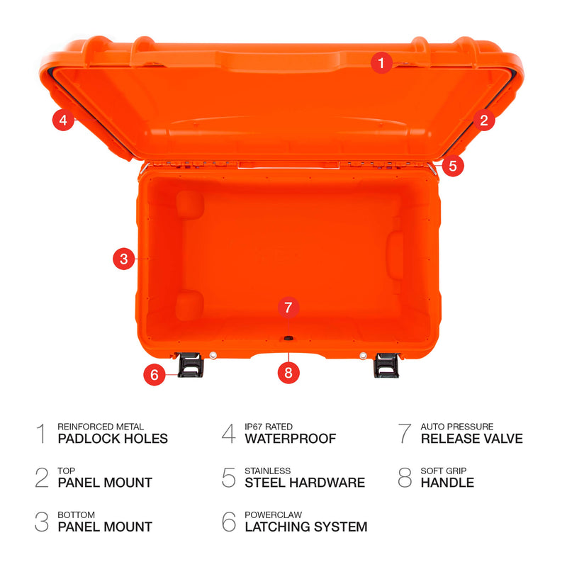 Waterproof NANUK Hard Case 938 with Wheels - Empty - Orange (938-0003)