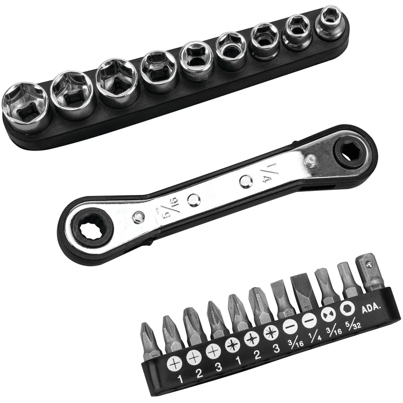 21-Piece Performance Tool Offset Ratcheting Driver Set for Tight Spaces and Difficult Angles - Perfect for Mechanics and DIY Enthusiasts Alike