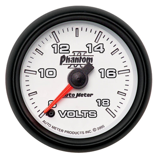 Auto Meter Phantom II 7591 2-1/16" 8-18 Volts Voltmeter Gauge