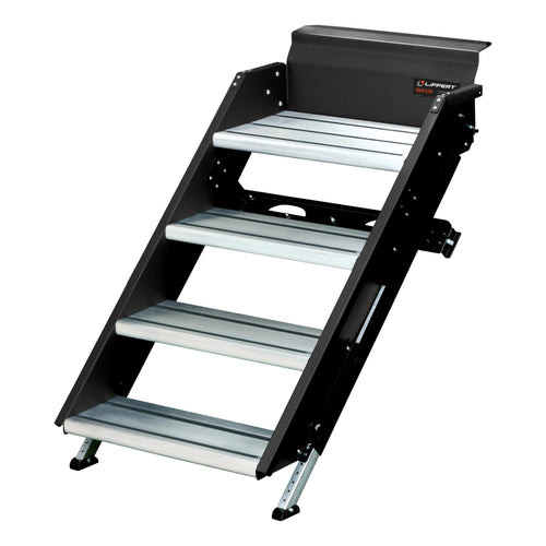 Lippert Components Quad Step Solid Step for RV and Travel Trailer Entry Doorway ,30 inch -791575 , Black