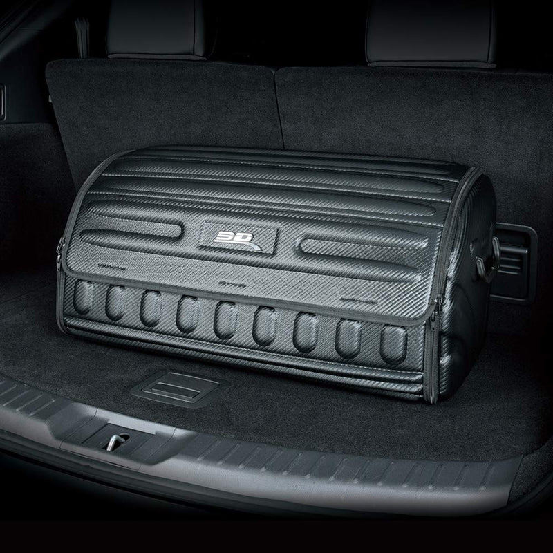Handy Trunk Organizer 3D MAXpider with Lid (Black) - Large Capacity, Waterproof, Foldable, Compatible with SUV, Sedan, and Tools (Carbon Fiber, 27.5"x12"x12.5")
