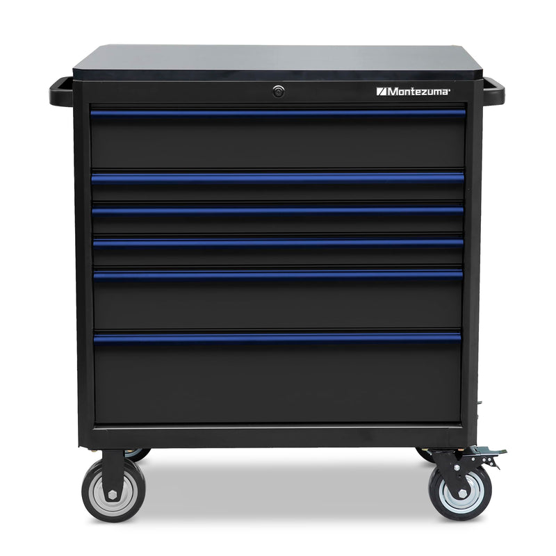 Tool Box Montezuma - Drawer Rolling Tool Cabinet With Multiple Power Outlets & Black Powder Coat Finish, 1 Count