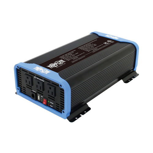 1500W Tripp Lite Compact Pure Sine Wave Power Inverter, 3 Outlets, 1 USB + 1 USB-C Charging Ports, Remote Control via RJ12 Telephone Cable, Included Mounting Brackets, 2-Year Warranty (PINV1500SW-120)