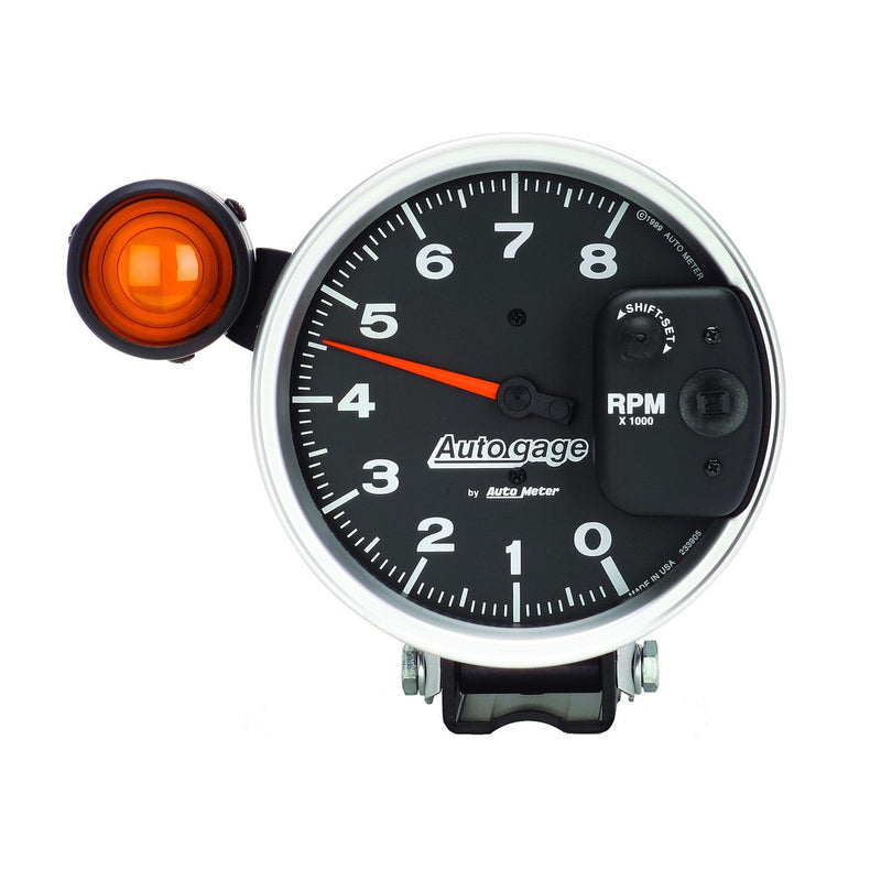 AUTO METER Autogage 233905 Monster Shift-Lite Tachometer, Black dial/Silver bezel, 5.000 in.