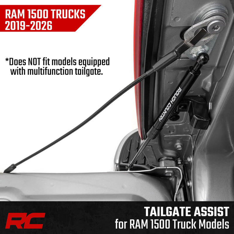 Rough Country Tailgate Assist Driver-Side for Ram 1500 2WD/4WD (2019–2026), Slow-Release Damper