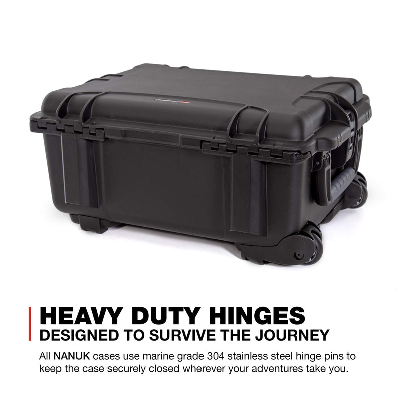 Waterproof Nanuk 955 Hard Case with Wheels and Padded Divider - Black