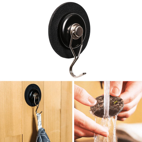 The One silwy® Magnetic Hook with Metal Nano Gel Pad – 7.5 cm Black – No Drilling or Screwing Required – Versatile and Easy to Use