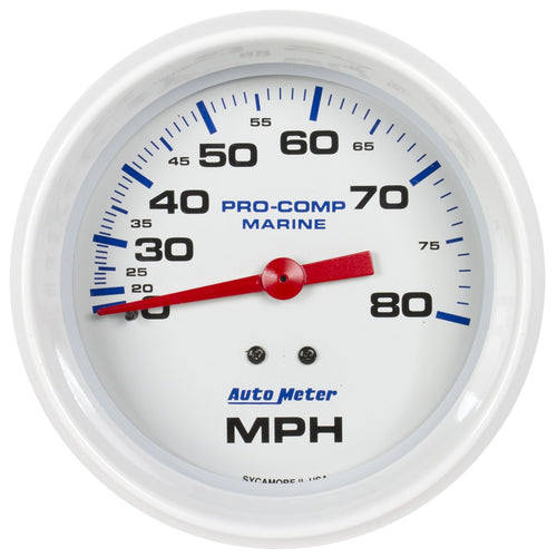 Gauge AutoMeter 200753 Speedometer (Marine White 3 3/8", 80Mph, Mechanical, Marine White)