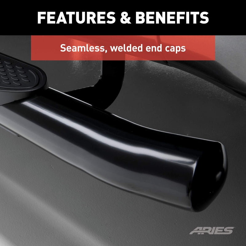 4-Inch ARIES Oval Black Steel Nerf Bars, Select Chevrolet Silverado, GMC Sierra 1500, 2500, 3500 HD