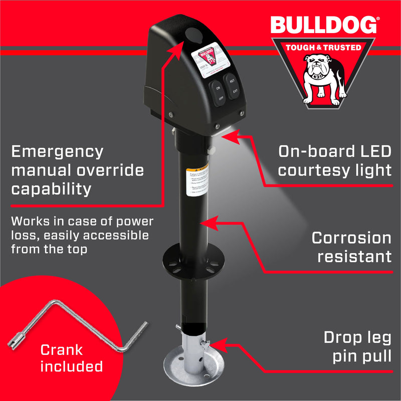 500187 Bulldog Black A-Frame Jack with Powered Drive, 3,500 lbs.
