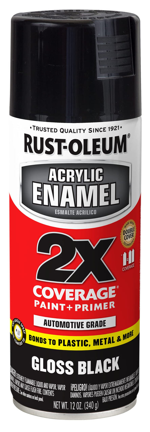 Acrylic Enamel Rust-Oleum 271903 2X Spray Paint, 12 oz, Gloss Black, (Pack of 1)