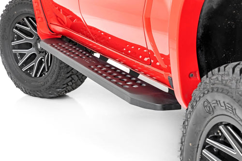 Rough Country RPT2 Running Boards for GMC Sierra & Chevy Silverado 1500/2500HD/3500HD (2019-2025) Crew Cab - Sleek Profile, Non-Slip Step, Rust Resistant, Easy Install