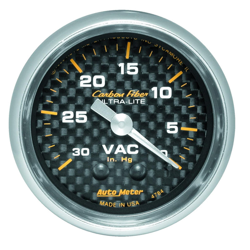 Carbon Fiber Auto Meter 4784 Mechanical Vacuum Gauge