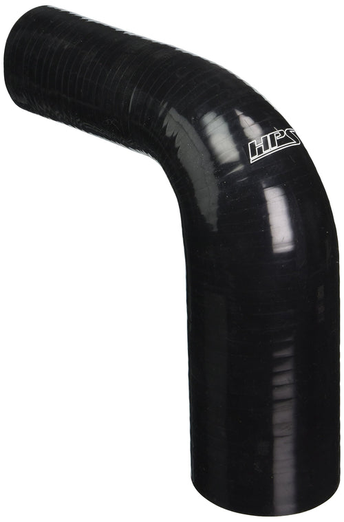 HPS Silicone High Temperature HTSER90-200-275-BLK 4-ply Reinforced 90 degree Elbow Reducer Coupler Hose, 55 PSI Maximum Pressure, 4" Leg Length on each side, 2" > 2-3/4" ID, Black