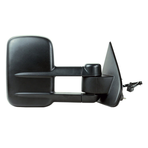 K Source Extendable Passenger Side Towing Mirror For 2014-2019 Silverado/Sierra Pick-Up Full Size. 1st Design, Textured Black, Heated Power, Dual Lens, Foldaway