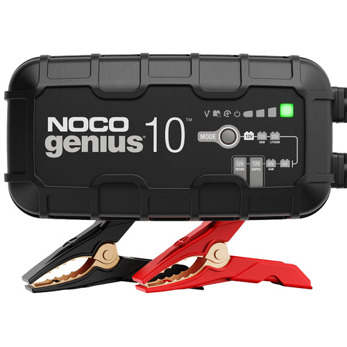 GENIUS10 NOCO: 10A 6V/12V Smart Battery Charger – Automatic Maintainer, Trickle Charger & Desulfator with Overcharge Protection & Temperature Compensation – for Lead-Acid & Lithium Batteries