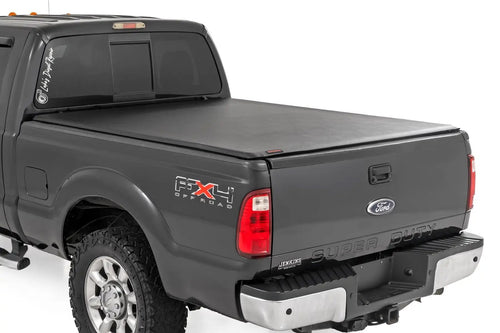 Soft Roll Up Rough Country Truck Bed Tonneau Cover for Ford F250/350 Super Duty (1999-2016) - Fits 6'10 (82") Bed, Weatherproof Bed Cover