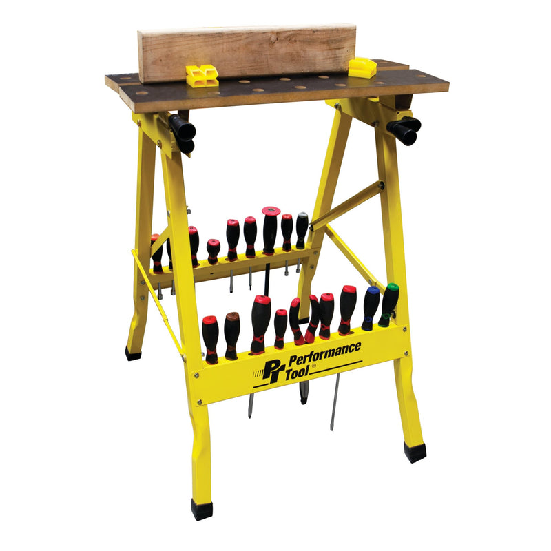 W54025 Performance Tool Portable Multipurpose Workbench and Vise (200 lbs Capacity) , Yellow