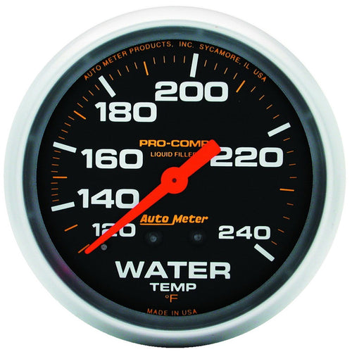AUTO METER Liquid Filled Mechanical Water Temperature Gauge 5432 Includes 6' Tubing (66.7mm 120-240 deg F)