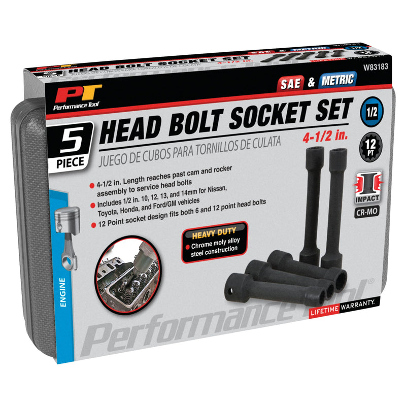 5pc Performance Tool W83183 Head Bolt Socket Set