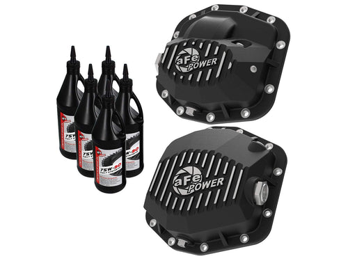 aFe Power Pro Series 46-7101AB Differential Cover Black w/Machined Fins & Gear Oil (Dana M186/M220)