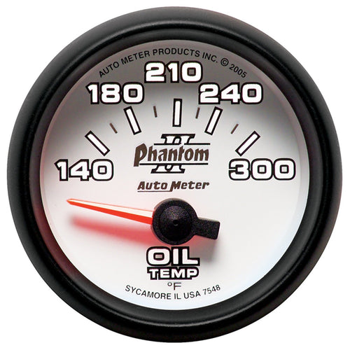 Auto Meter Phantom II 2-1/16" 140-300 F Short Sweep Electric Oil Temperature Gauge 7548