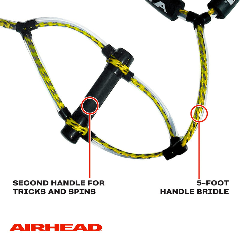Trick Handle Airhead Wakeboard Rope, 4 Sections, 75-Feet, Yellow