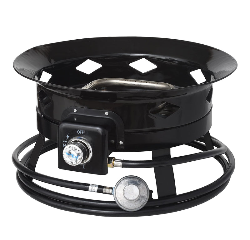 Flame King Portable Outdoor Propane Gas Fire Pit Bowl with Self Igniter, Cover, and Carry Straps for RV, Camping, Backyard