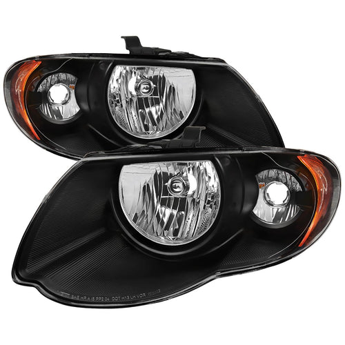 Black Headlights SPEC-D TUNING Compatible with 2005-2007 Chrysler Town & Country, Left + Right Pair Headlamp Assembly