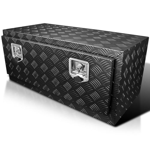 36x18x16 Truck Pickup Bed Utility Chest Aluminum Black Tool Box Trailer Storage W/Lock Key SPEC-D TUNING