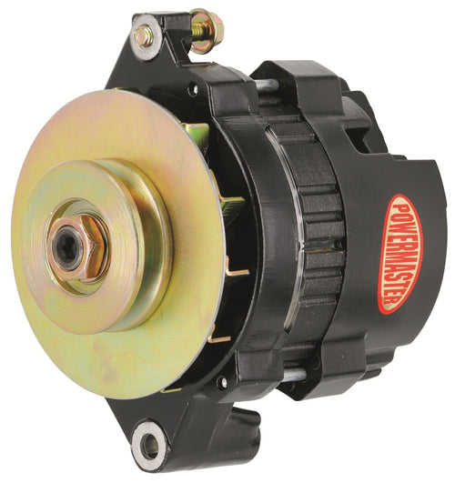 Alt GM CS121 5X5 Powermaster Black 100A 12V 1V Pulley Str MTG 6.14" Side BAT Post Fan & Baffle 1-Wire
