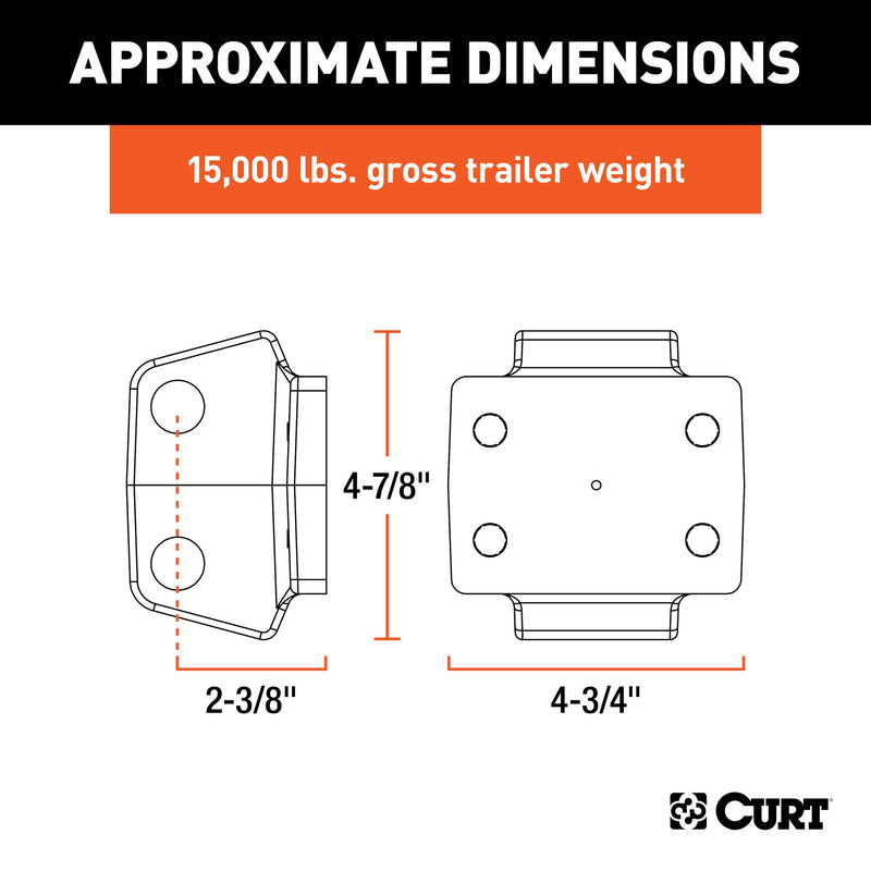 CURT Rebellion XD Adjustable Cushion Hitch Pintle Mount Attachment, Shank Required, Black