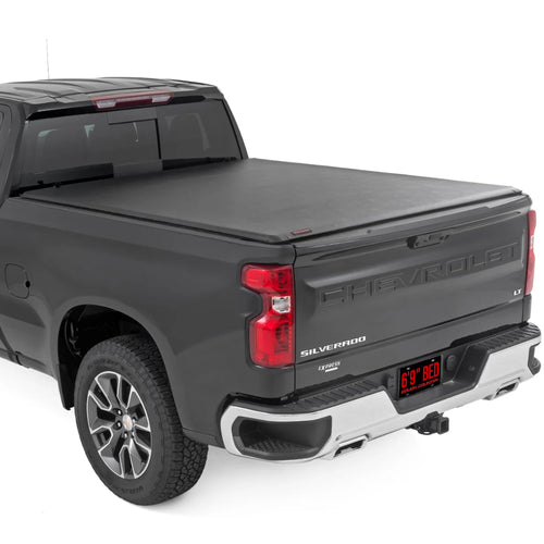Rough Country Soft Roll-Up Truck Bed Cover for GMC Sierra 1500 & Chevy Silverado 1500 (2019–2026) – 6'7" Standard Bed Tonneau Cover