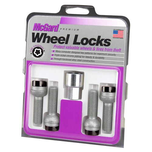 Black McGard Bolt Style Radius Seat Lock Set (M14 x 1.5 Thread Size) - Set of 4 Locks and 1 Key