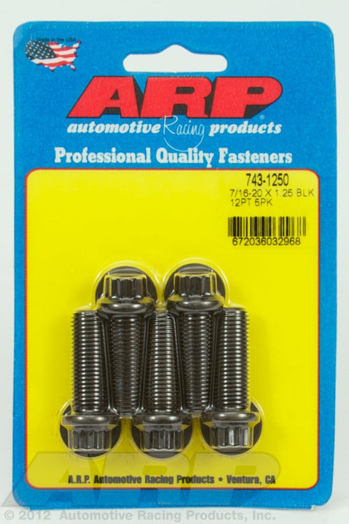 743-1250 Automotive Racing Products 7/16-20x1.250 Blk Ox 12pt Bolts
