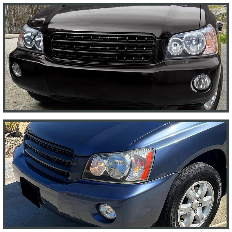 Replacement SPEC-D TUNING Chrome Headlights Compatible with 2001-2003 Toyota Highlander, Left + Right Pair Headlamps Assembly