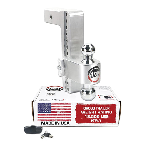 Weigh Safe Adjustable Hitch Trailer Ball Mount - 10" Adjustable Drop Hitch for 2.5" Receiver - Premium Heavy Duty Aluminum Trailer Tow Hitch w/ Chrome Plated Tow Balls (2" & 2 5/16") - 18,500 lbs GTW