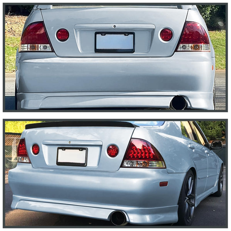 Chrome Red Tail Lights SPEC-D TUNING Compatible with 2001-2005 Lexus IS300, Left + Right Pair Assembly