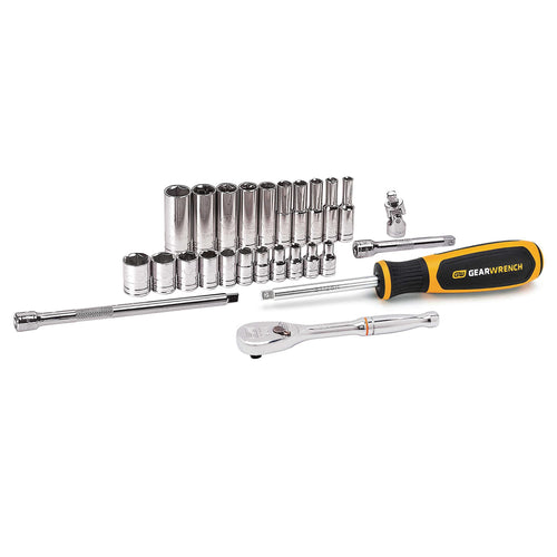 26 Pc. GEARWRENCH 1/4" Drive 6 Pt. Standard Mechanics Tool Set, SAE - 80312DD